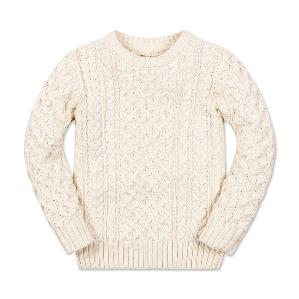 Hope & Henry Organic Cotton Fisherman's Ivory Cable Knit Sweater, Baby Boy